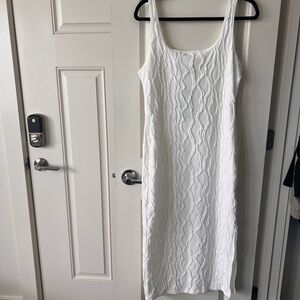 White Textured Midi Dress NWT